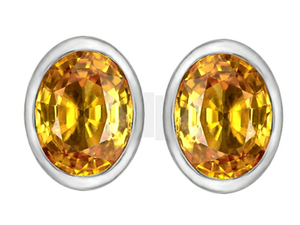 Star K™ 8x6mm Oval Simulated Citrine Earrings Studs