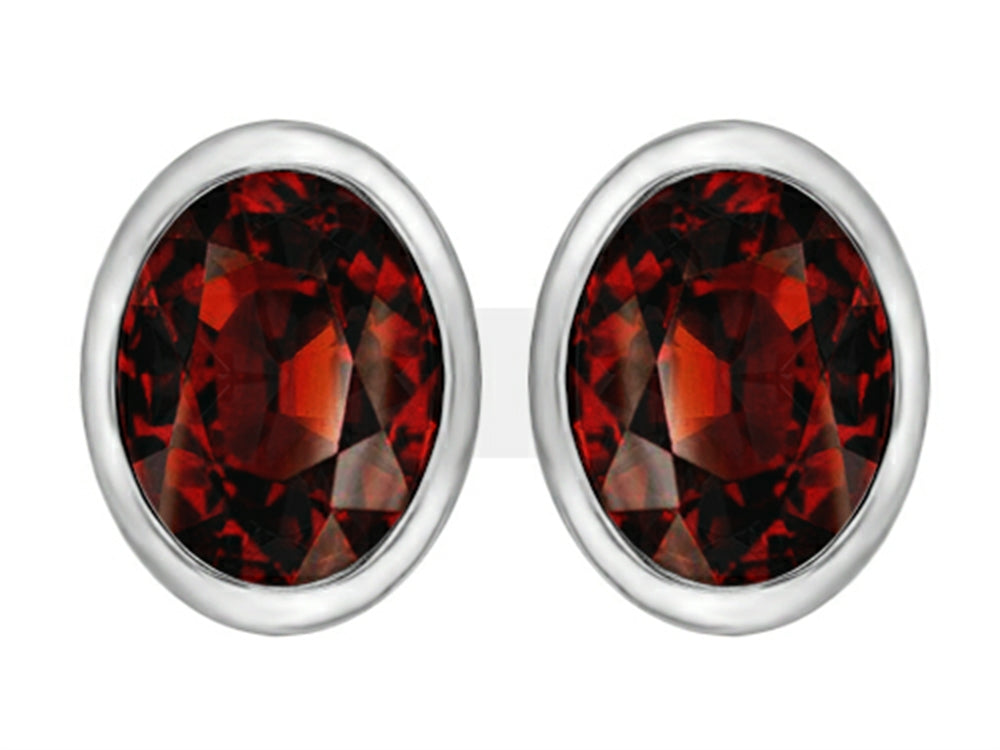 Star K™ 8x6mm Oval Simulated Garnet Earrings Studs
