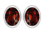 Star K™ 8x6mm Oval Simulated Garnet Earrings Studs