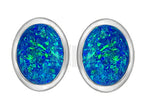 Star K™ 8x6mm Oval Blue Created Opal Earrings Studs