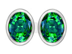 Star K™ 8x6mm Oval Simulated Emerald Earrings Studs