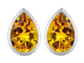 Star K™ 9x6mm Pear Shape Simulated Citrine Earrings Studs
