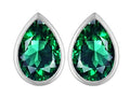 Star K™ 9x6mm Pear Shape Simulated Emerald Earrings Studs