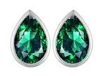 Star K™ 9x6mm Pear Shape Simulated Emerald Earrings Studs