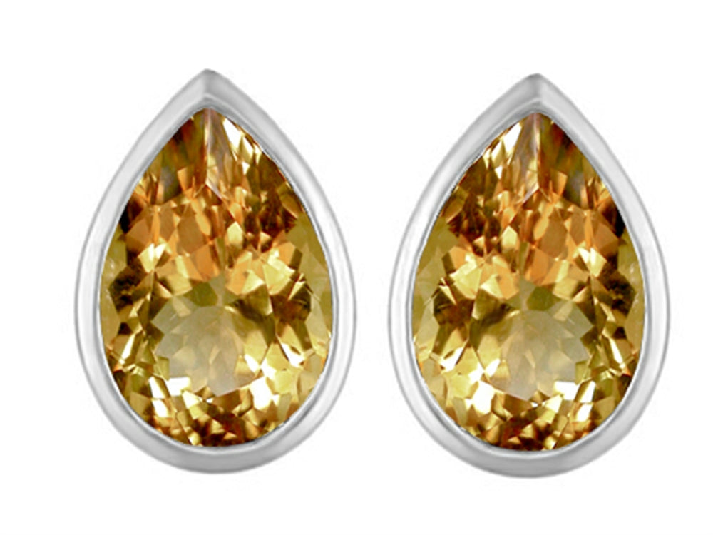 Star K™ 9x6mm Pear Shape Simulated Imperial Yellow Topaz Earrings Studs