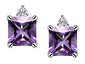 Star K™ 7mm Square Cut Simulated Amethyst Earrings Studs