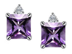 Star K™ 7mm Square Cut Simulated Amethyst Earrings Studs