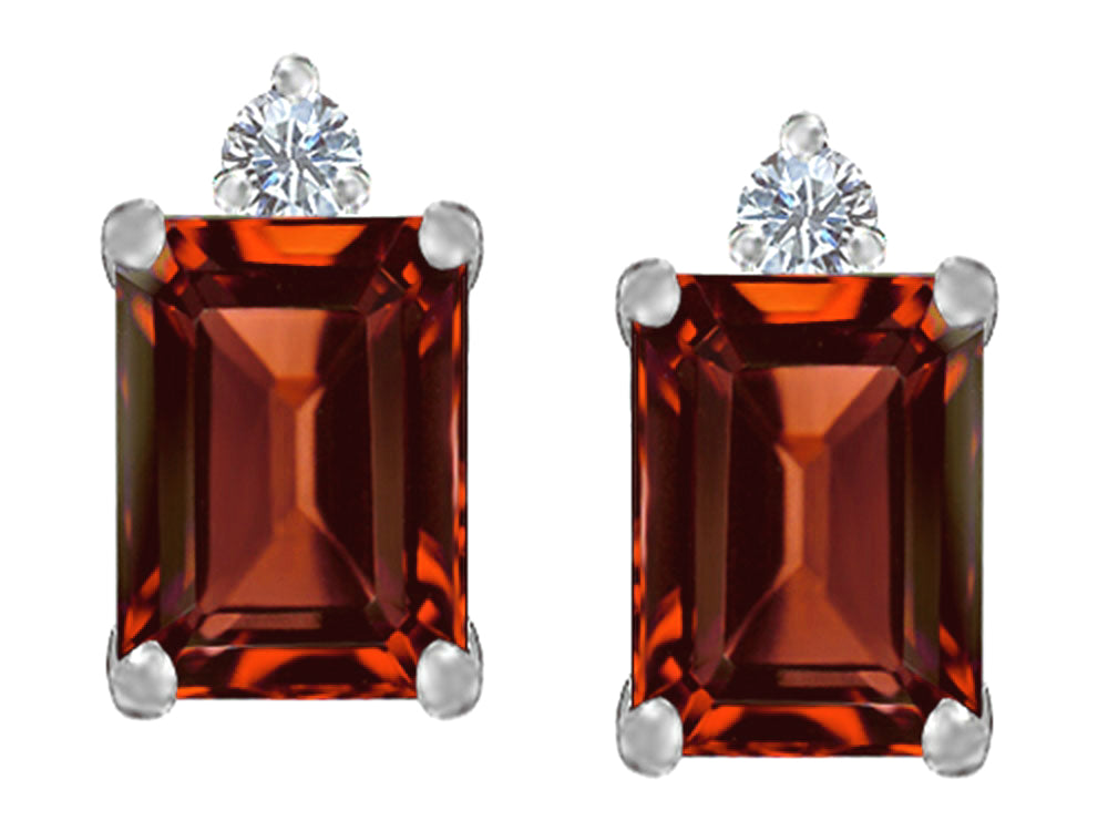 Star K™ 8x6mm Emerald Octagon Cut Simulated Garnet Earrings Studs