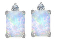 Star K™ 8x6mm Emerald Octagon Cut Created Opal and Cubic Zirconia Earrings Studs