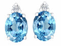 Star K™ 8x6mm Oval Simulated Blue Topaz Earrings Studs