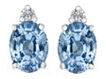 Star K™ 8x6mm Oval Simulated Aquamarine Earrings Studs