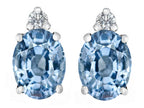 Star K™ 8x6mm Oval Simulated Aquamarine Earrings Studs