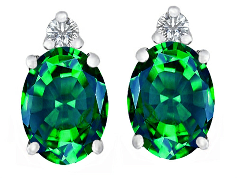 Star K™ 8x6mm Oval Simulated Emerald Earrings Studs