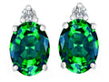 Star K™ 8x6mm Oval Simulated Emerald Earrings Studs