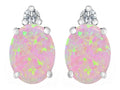 Star K™ 8x6mm Oval Pink Created Opal Earrings Studs