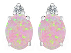 Star K™ 8x6mm Oval Pink Created Opal Earrings Studs