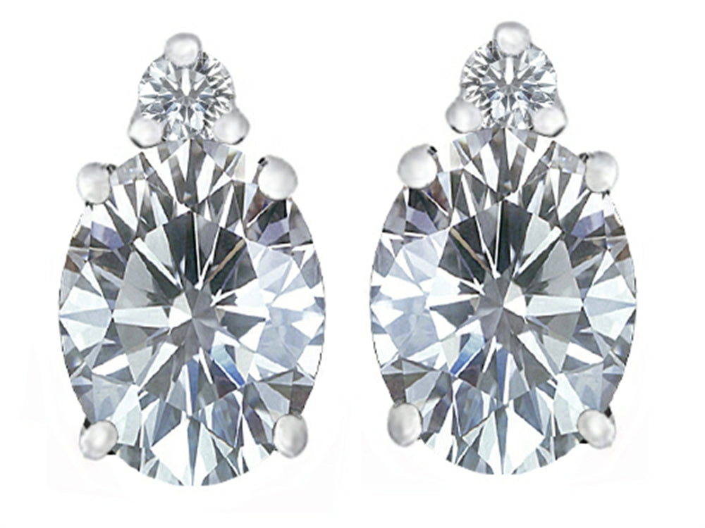 Star K™ 8x6mm Oval Genuine White Topaz Earrings Studs