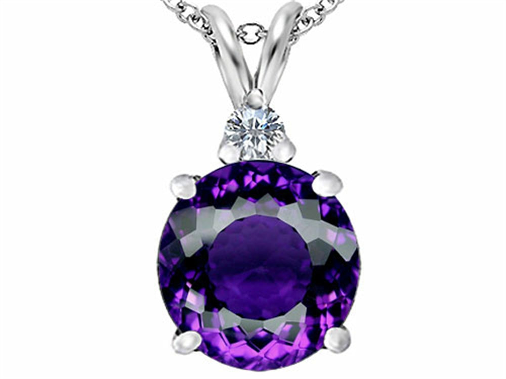 Star K™ Large 12mm Round Simulated Amethyst Pendant Necklace