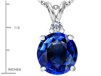 Star K™ Large 12mm Round Simulated Sapphire Pendant Necklace