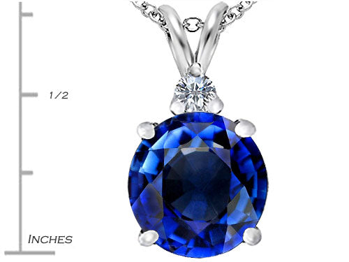 Star K™ Large 12mm Round Simulated Sapphire Pendant Necklace