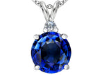 Star K™ Large 12mm Round Simulated Sapphire Pendant Necklace