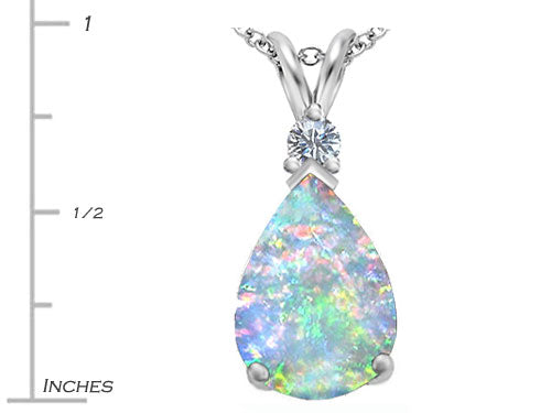 Star K™ Large 14x10mm Pear Shape Created Opal Pendant Necklace