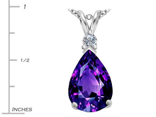 Star K™ Large 14x10mm Pear Shape Simulated Amethyst Pendant Necklace