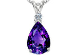 Star K™ Large 14x10mm Pear Shape Simulated Amethyst Pendant Necklace