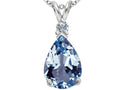 Star K™ Large 14x10mm Pear Shape Simulated Aquamarine Pendant Necklace