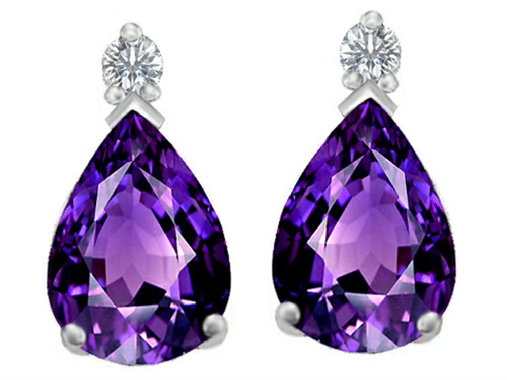 Star K™ 8x6mm Pear Shape Simulated Amethyst Earrings Studs