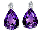 Star K™ 8x6mm Pear Shape Simulated Amethyst Earrings Studs