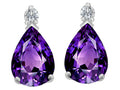 Star K™ 8x6mm Pear Shape Simulated Amethyst Earrings Studs