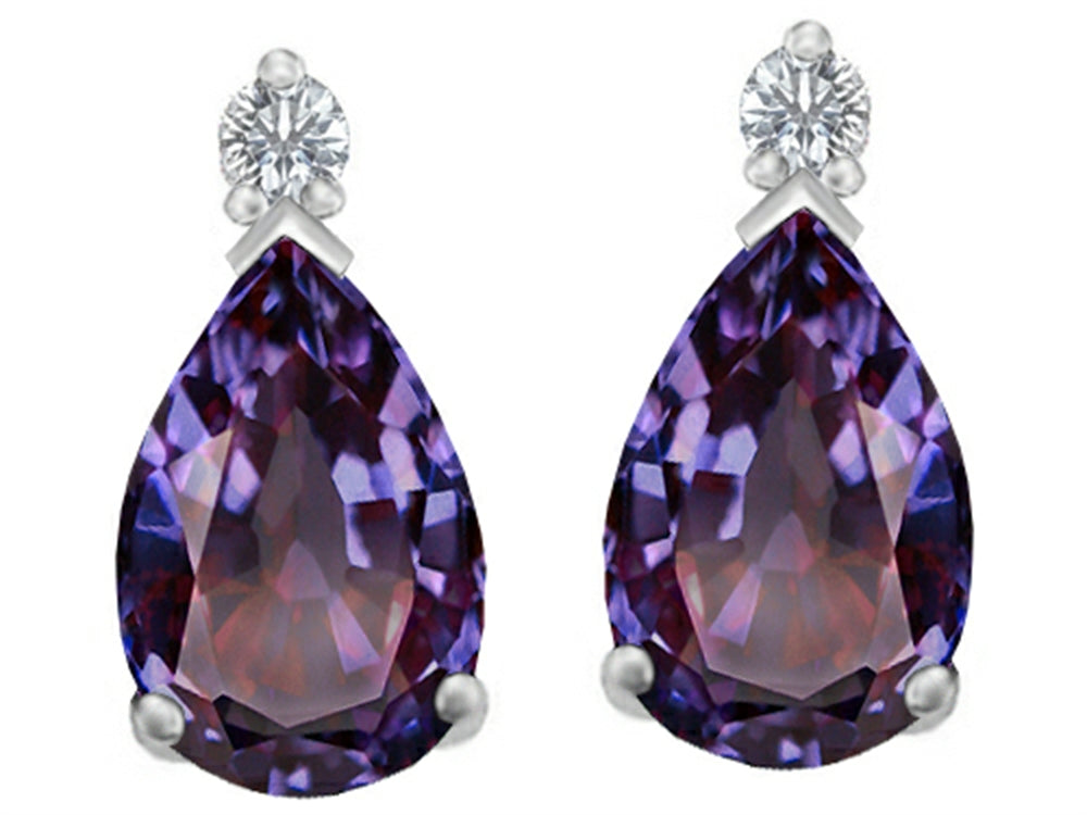 Star K™ 9x6mm Pear Shape Simulated Alexandrite Earrings Studs