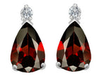 Star K™ 8x6mm Pear Shape Simulated Garnet Earrings Studs