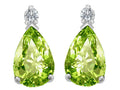 Star K™ 8x6mm Pear Shape Simulated Peridot and Cubic Zirconia Earrings Studs