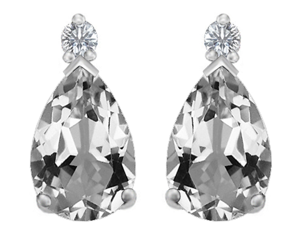 Star K™ 8x6mm Pear Shape Genuine White Topaz Earrings Studs
