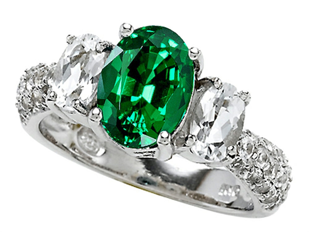 Star K 9x7mm Oval Simulated Emerald Ring