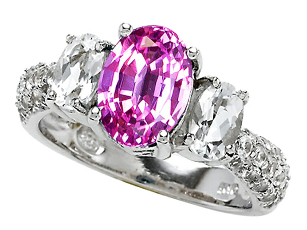 Star K 9x7mm Oval Created Pink Sapphire Ring