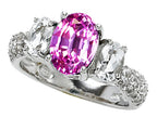 Star K 9x7mm Oval Created Pink Sapphire Ring
