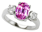 Star K 9x7mm Oval Created Pink Sapphire Ring