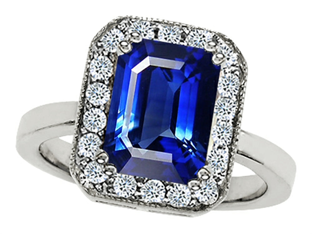 Star K 10x8mm Emerald Cut Created Sapphire Ring