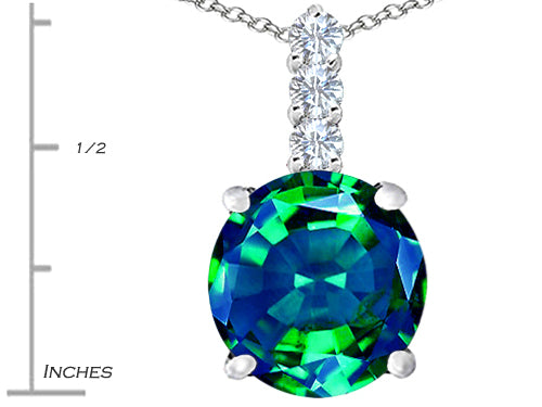 Star K™ Large 12mm Round Simulated Emerald Pendant Necklace