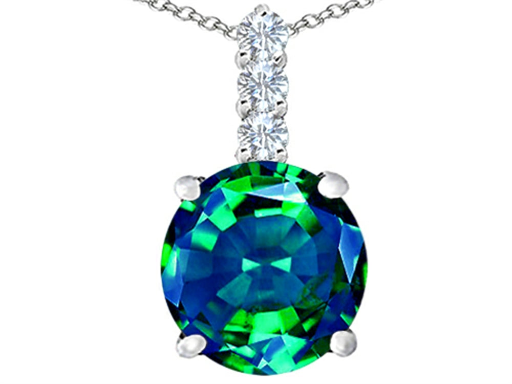Star K™ Large 12mm Round Simulated Emerald Pendant Necklace
