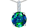 Star K™ Large 12mm Round Simulated Emerald Pendant Necklace