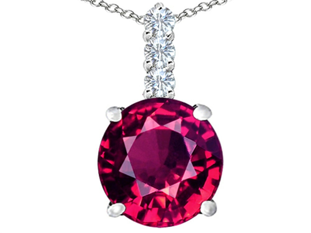 Star K™ Large 12mm Round Created Ruby Pendant Necklace