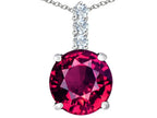 Star K™ Large 12mm Round Created Ruby Pendant Necklace