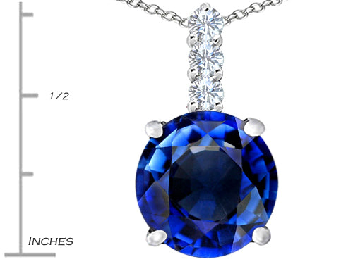 Star K™ Large 12mm Round Created Sapphire Pendant Necklace