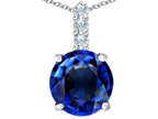 Star K™ Large 12mm Round Created Sapphire Pendant Necklace
