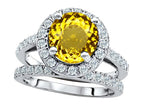 Star K 8mm Round Simulated Citrine Wedding Set