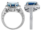 Star K Large 10mm Heart Shape Simulated Aquamarine Wedding Ring